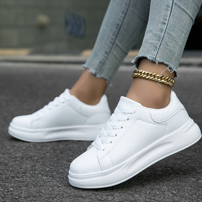 Weiße Damen-Ledersneaker, minimalistisch und bequem