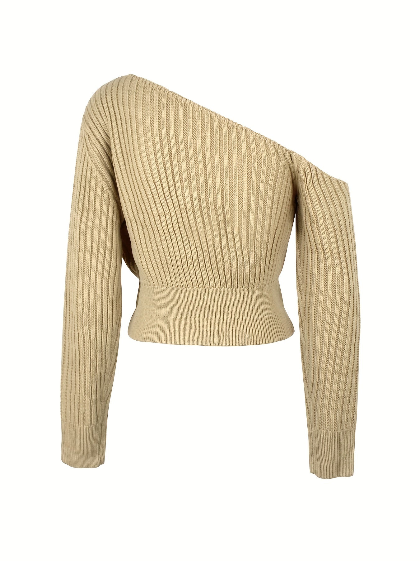 Damen Strickpullover – Asymmetrisch – Gerippt – Ein-Schulter-Design – Figurbetont