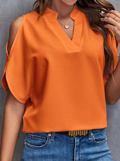 Elegante Damen Bluse mit Offener Schulter und Halben Ärmeln