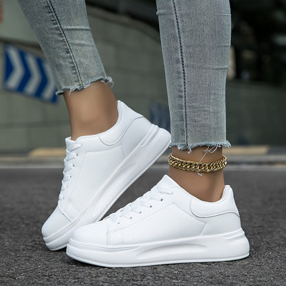 Weiße Damen-Ledersneaker, minimalistisch und bequem