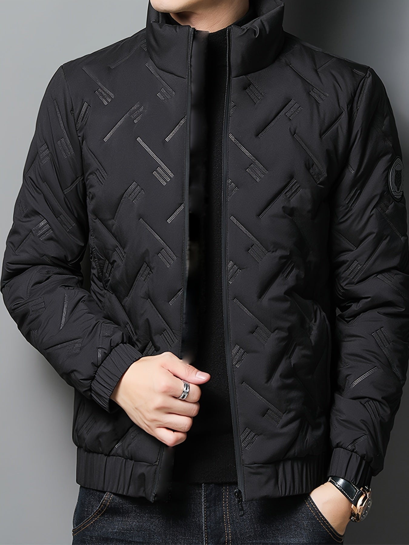 Freizeit-steppjacke mit stehkragen für herren