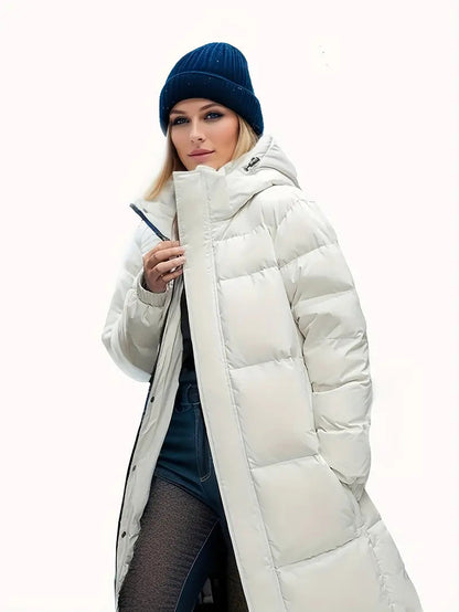 Langer Daunenparka für Damen – Warm & Wasserdicht für den Winter