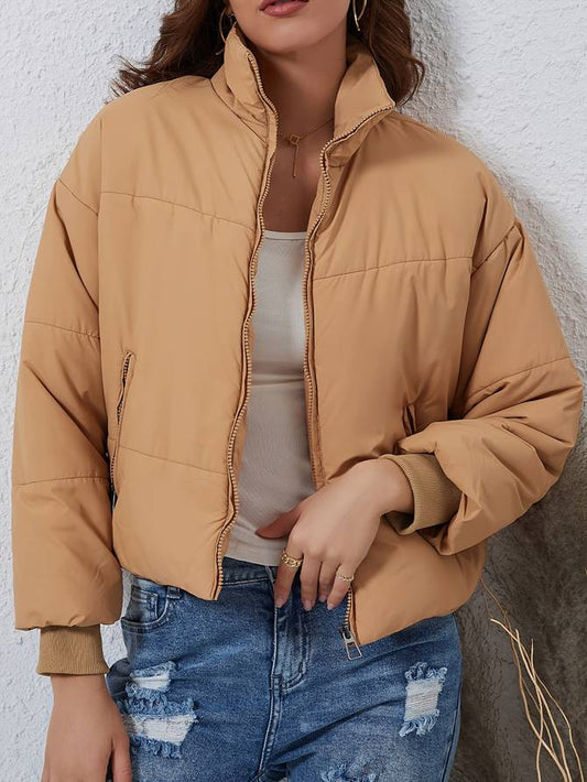 Damen Steppjacke – Warm Gefüttert – Boxy Schnitt – Stehkragen – Reißverschluss