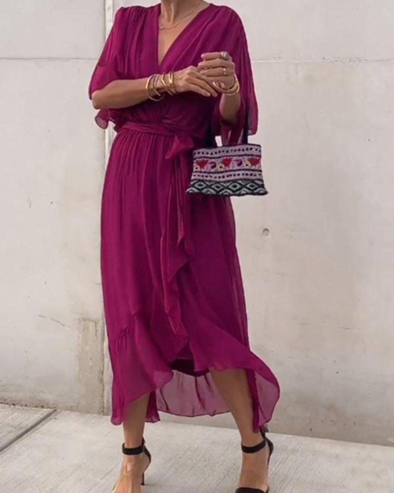 Fließendes Wickelkleid für Damen aus leichtem Stoff