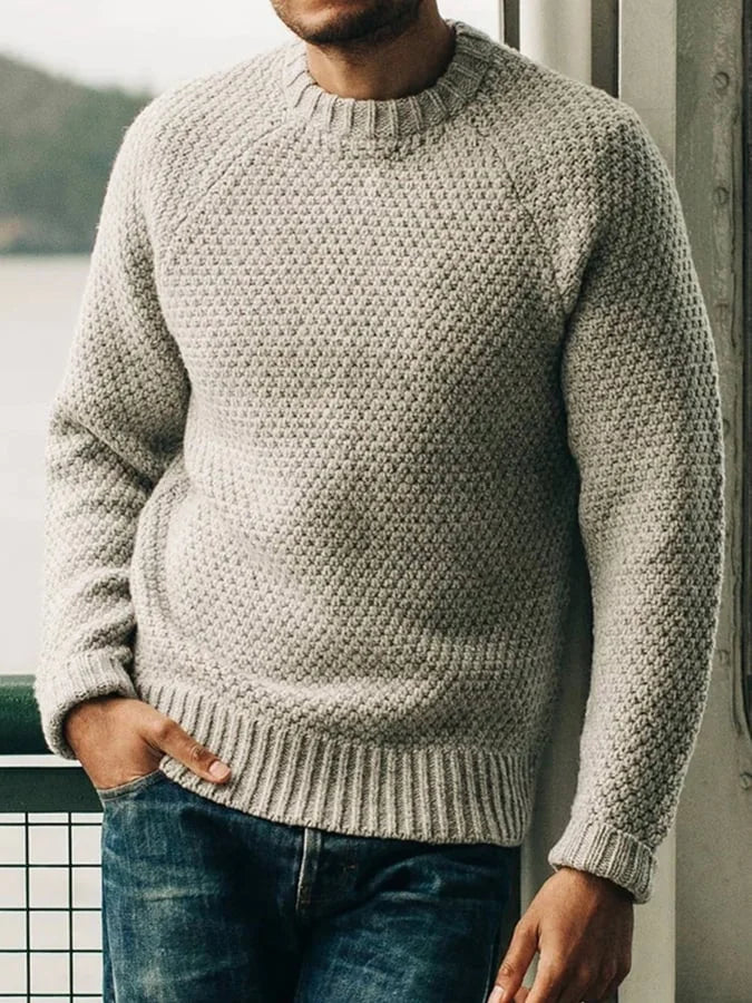 Herren Strickpullover - Rundhals - Strukturmuster - Gerippte Bündchen - Bequeme Passform