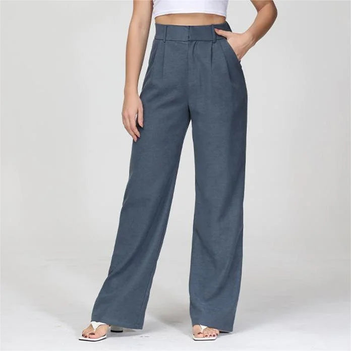 Damen Hose – High-Waist – Weites Bein – Eleganter Schnitt – Mit Gürtelschlaufen