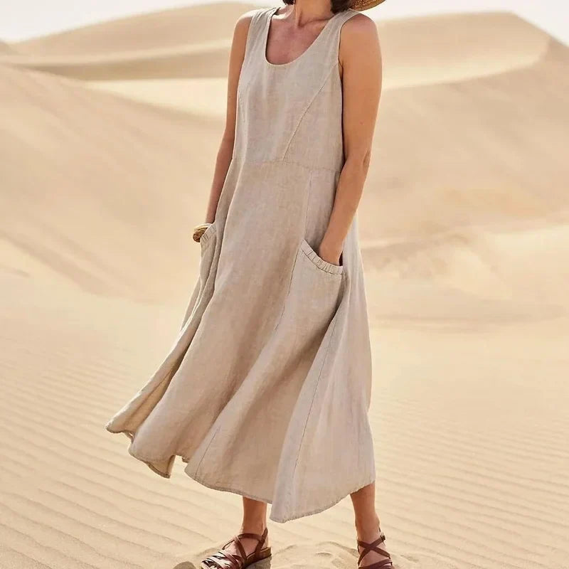 Lange Damen Sommerkleid - Elegantes Maxikleid mit Ärmeln