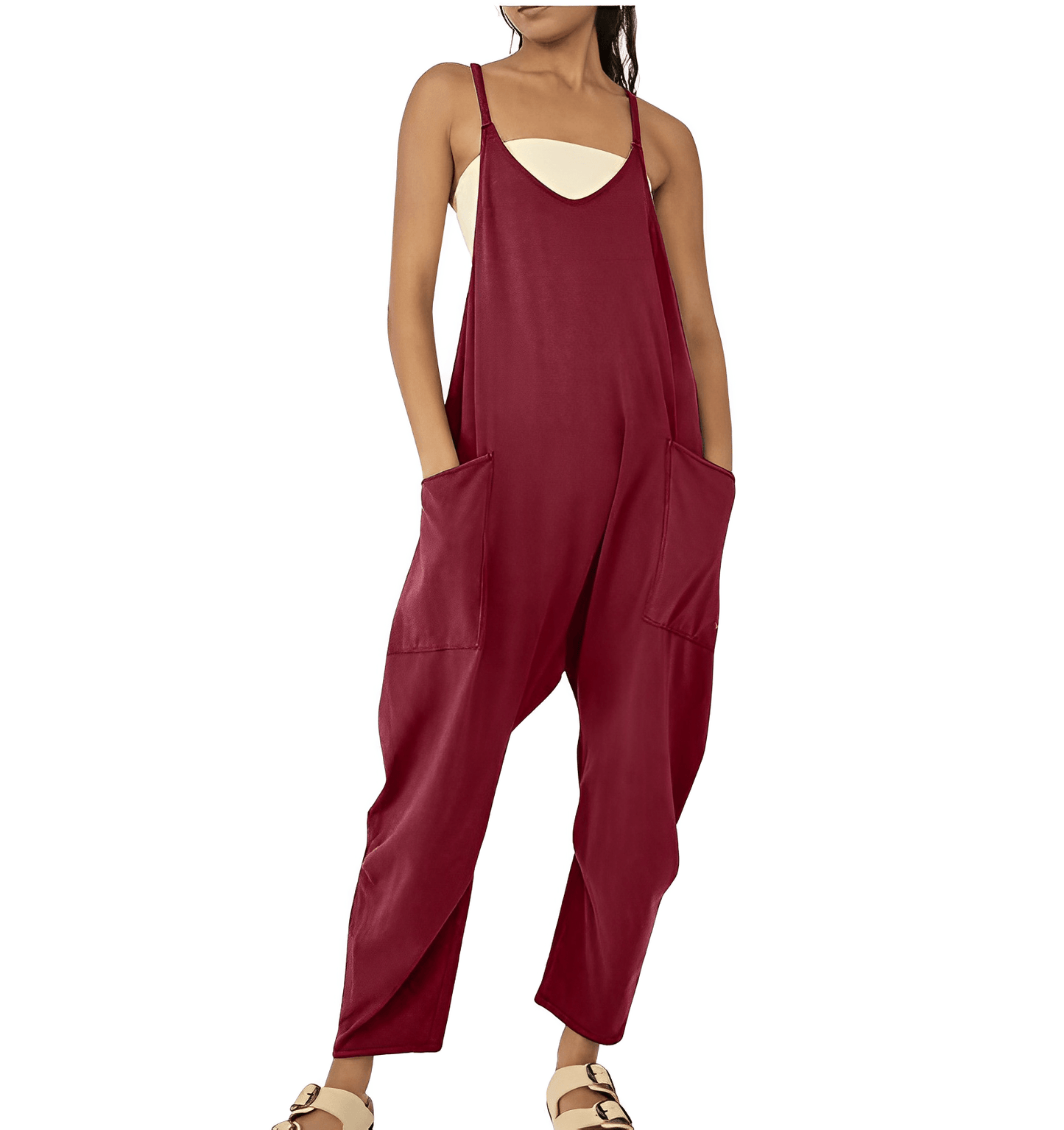 Damen Jumpsuit Ärmellos mit Taschen – Lässiger Einteiler