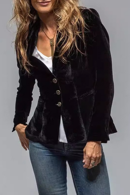 Damen retro revers blazer mit taschen