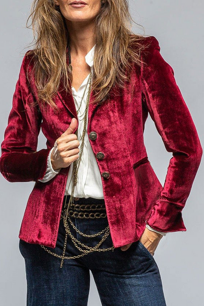 Damen retro revers blazer mit taschen