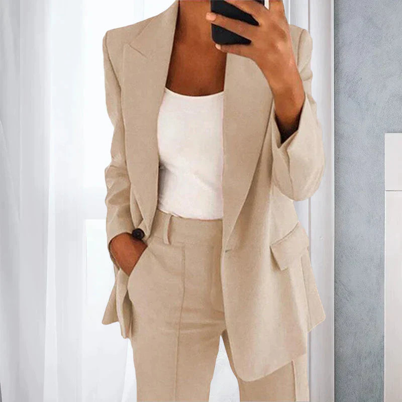 Eleganter Sommer-Blazer mit Hose im Set – Business-Look, atmungsaktiv, Slim-Fit