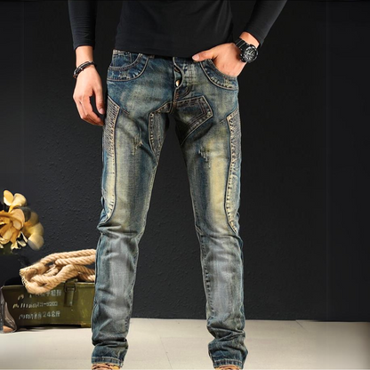 Yungi - Klassische geflickte Denim-Jeans für Herren