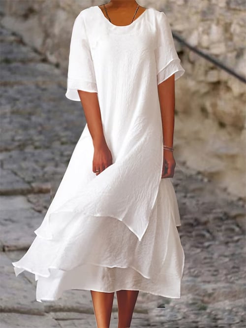 Damen Sommerkleid Langarm - Modernes Design aus Leichter Baumwolle