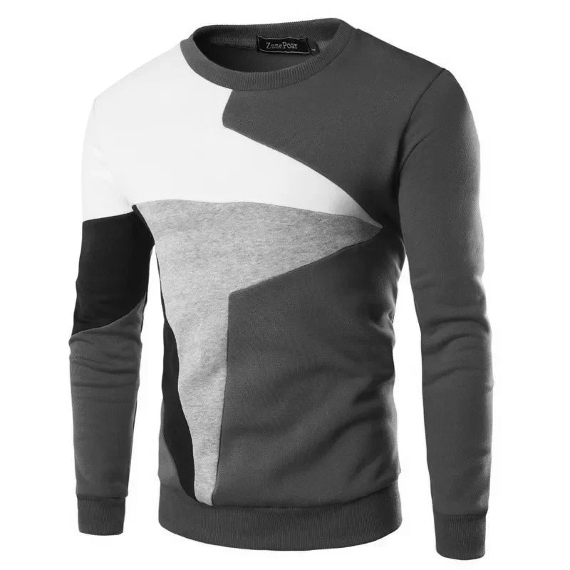 Herren Pullover - Patchwork Design - Rundhals - Strick - Langarm - Modern & Bequem