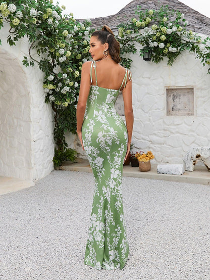 Ärmelloses Damen-Maxikleid mit Blumenmuster