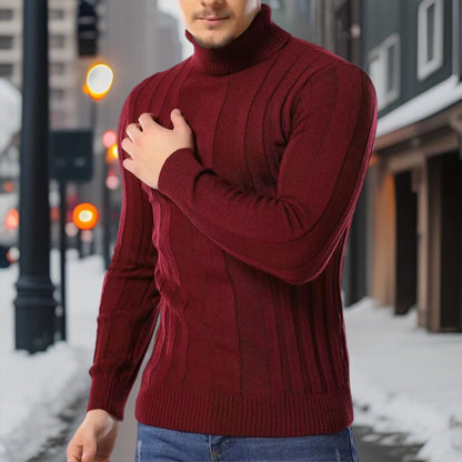 Herren Rollkragenpullover - Slim Fit - Strickmuster - Weiches & Warmes Material