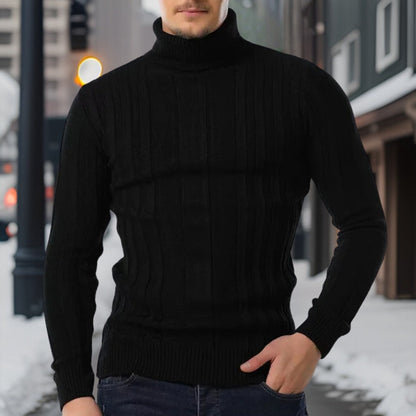 Herren Rollkragenpullover - Slim Fit - Strickmuster - Weiches & Warmes Material