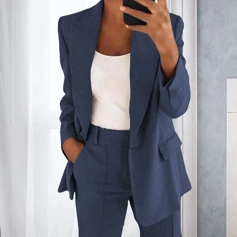 Eleganter Sommer-Blazer mit Hose im Set – Business-Look, atmungsaktiv, Slim-Fit