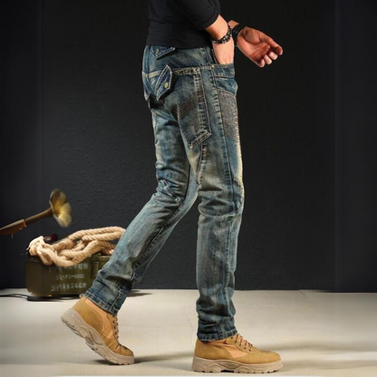 Yungi - Klassische geflickte Denim-Jeans für Herren