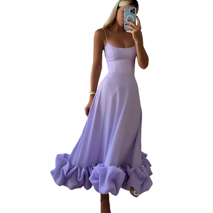 Boho Midikleid für Damen aus Baumwolle mit Spitze und V-Ausschnitt