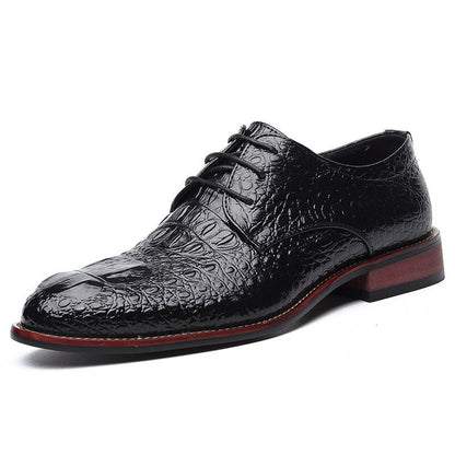 Herren Oxford Schuhe – Elegantes Leder – Krokodilprägung – Glänzend & Formell