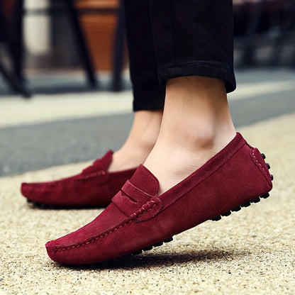 Dunkelblaue Herren-Loafers aus Leder mit Zierstreifen