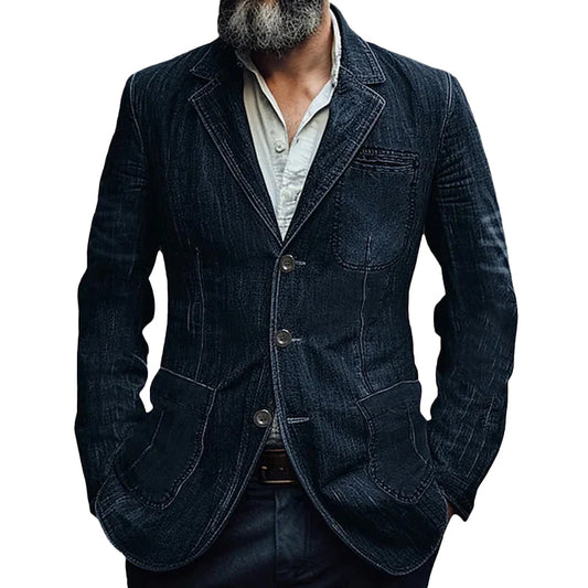 Leander - Herren Casual Denim Blazer mit Revers