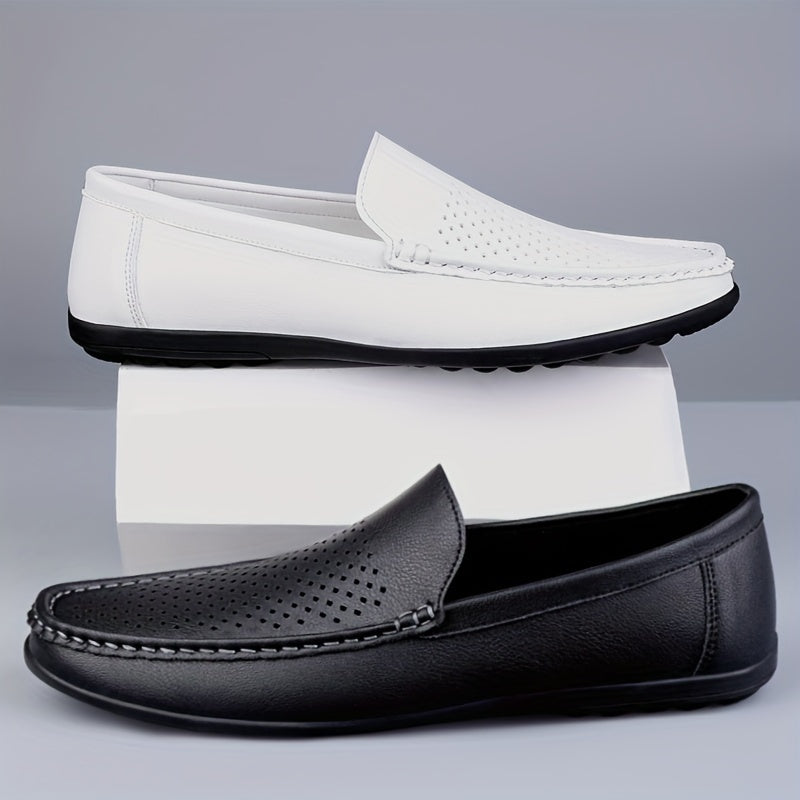 Weiße Damen-Loafers aus Leder mit Perforationen