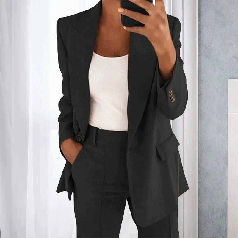 Eleganter Sommer-Blazer mit Hose im Set – Business-Look, atmungsaktiv, Slim-Fit