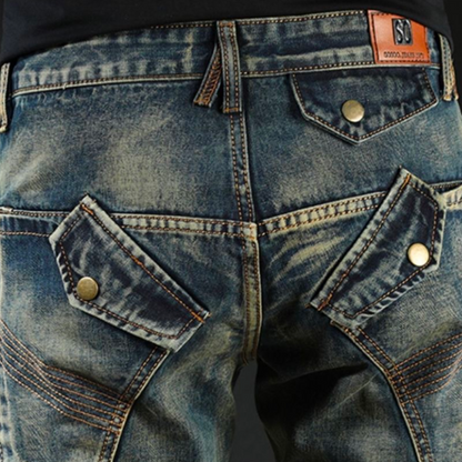 Yungi - Klassische geflickte Denim-Jeans für Herren