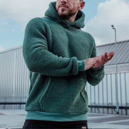 Herren Plüsch-Fleece Hoodie – Weich & Warm – Lockere Passform – Mit Kängurutasche