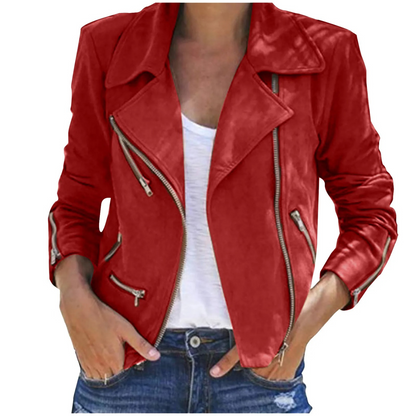 Damen Vintage-Lederjacke mit Reißverschluss - Freizeitkleidung