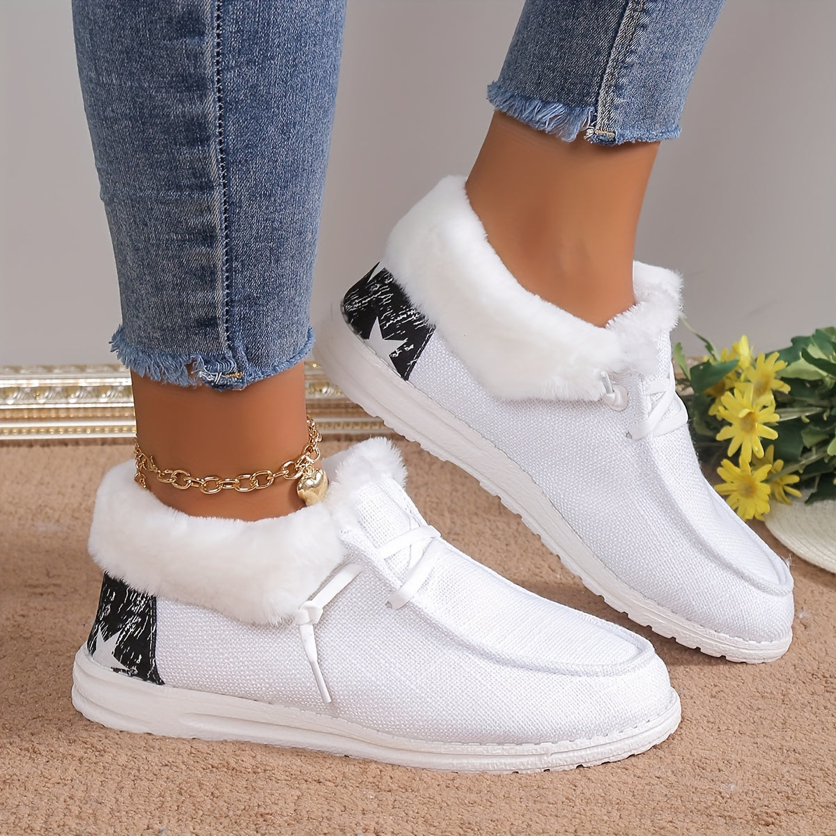 Canvasschuhe mit plüschfutter für damen