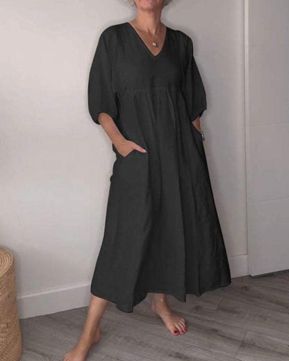 Elegante V-Ausschnitt Maxi-Kleid für Damen