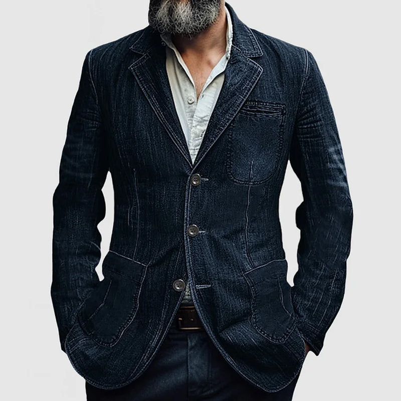 Leander - Herren Casual Denim Blazer mit Revers