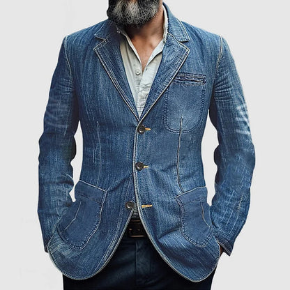 Leander - Herren Casual Denim Blazer mit Revers