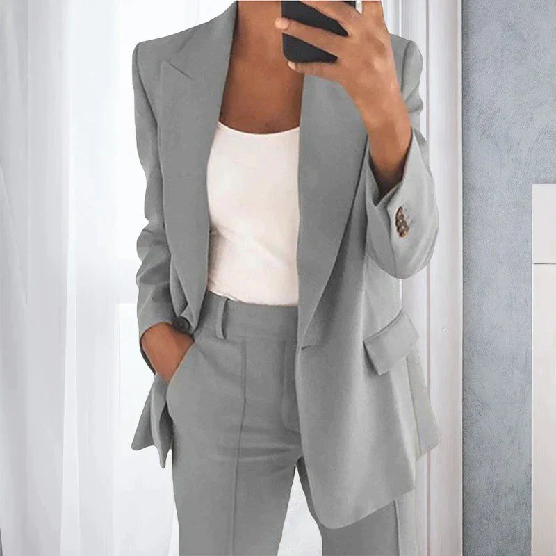 Eleganter Sommer-Blazer mit Hose im Set – Business-Look, atmungsaktiv, Slim-Fit