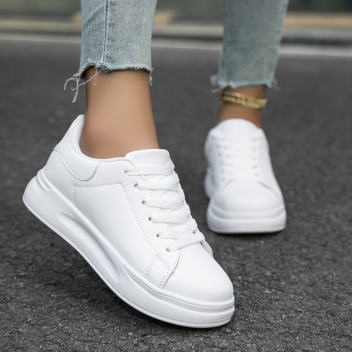 Weiße Damen-Ledersneaker, minimalistisch und bequem