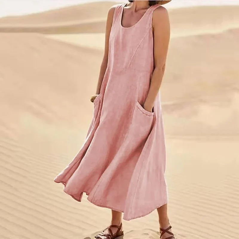 Lange Damen Sommerkleid - Elegantes Maxikleid mit Ärmeln