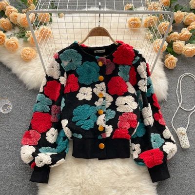 Solara - Kontrast-Retro-Strickjacke