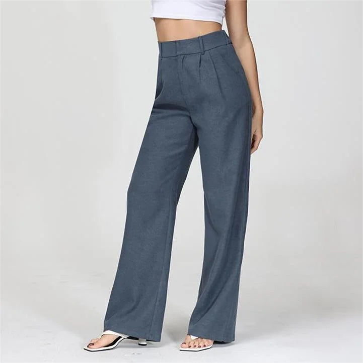 Damen Hose – High-Waist – Weites Bein – Eleganter Schnitt – Mit Gürtelschlaufen