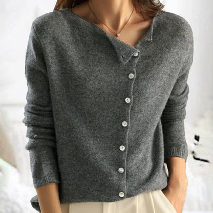 Damen Strick-Cardigan – Weiches Material – V-Ausschnitt – Knopfleiste – Lange Ärmel