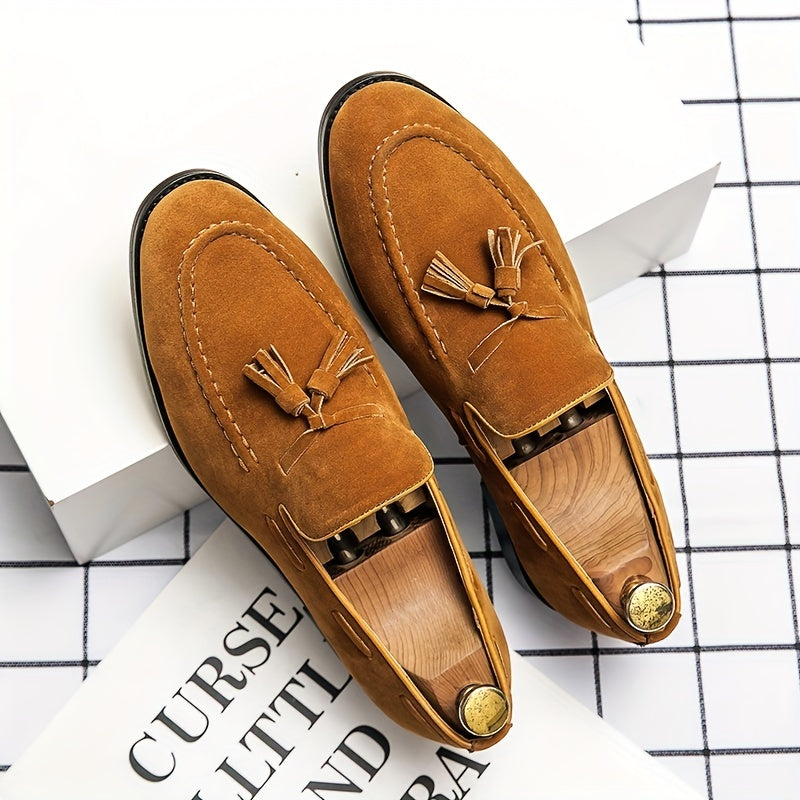 Herren Leder-Loafers mit Quasten in Braun