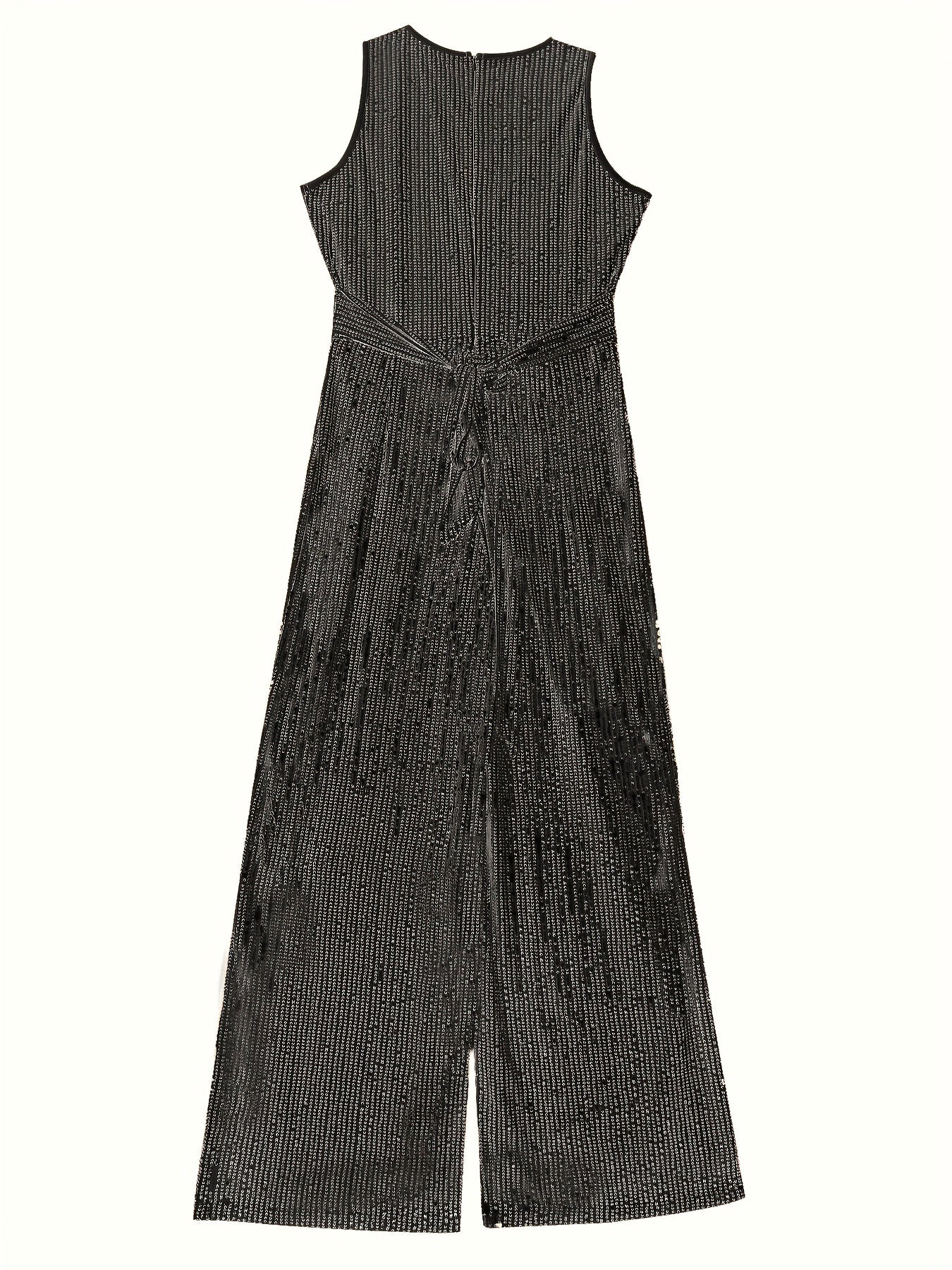 Eleganter pailletten-jumpsuit für damen mit weitem bein und reißverschluss