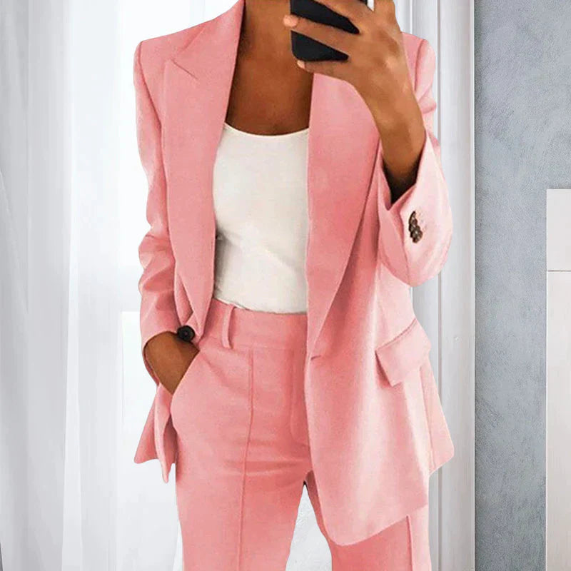 Eleganter Sommer-Blazer mit Hose im Set – Business-Look, atmungsaktiv, Slim-Fit