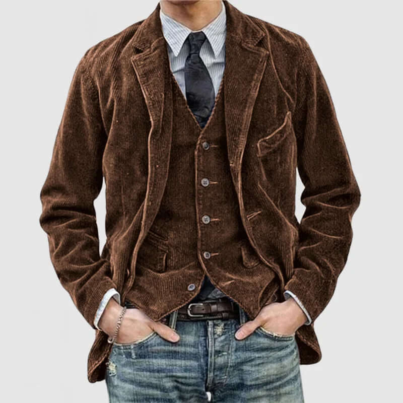 Stilvolle vintage-jacke mit revers für herren