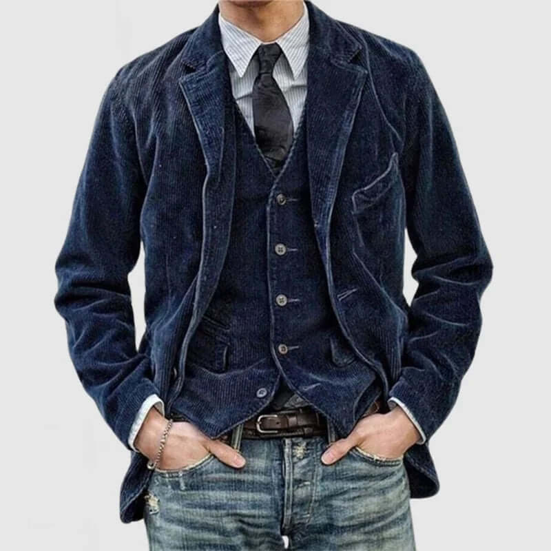 Stilvolle vintage-jacke mit revers für herren