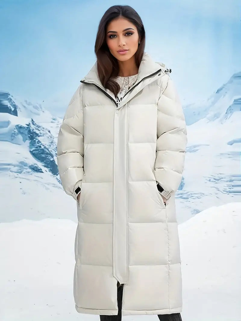 Langer Daunenparka für Damen – Warm & Wasserdicht für den Winter