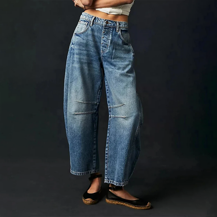 Damen Jeans - High Waist - Weites Bein - Lockerer Oversized Fit - Lässiger Denim