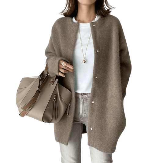 Damen Strickjacke – Oversized Passform – Weiches Wollmischgewebe – Knopfverschluss